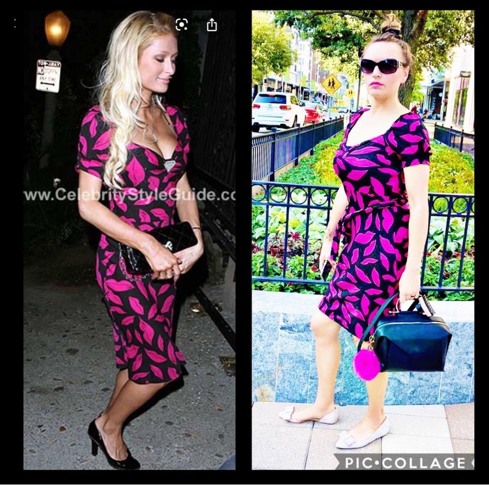 🩷FAMOUS DVF PINK LIPS DRESS ( Paris Hilton wore it )
